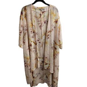 Gypsies & Moondust Sheer Boho Pink Gold Dot Floral Duster Size Medium NWOT